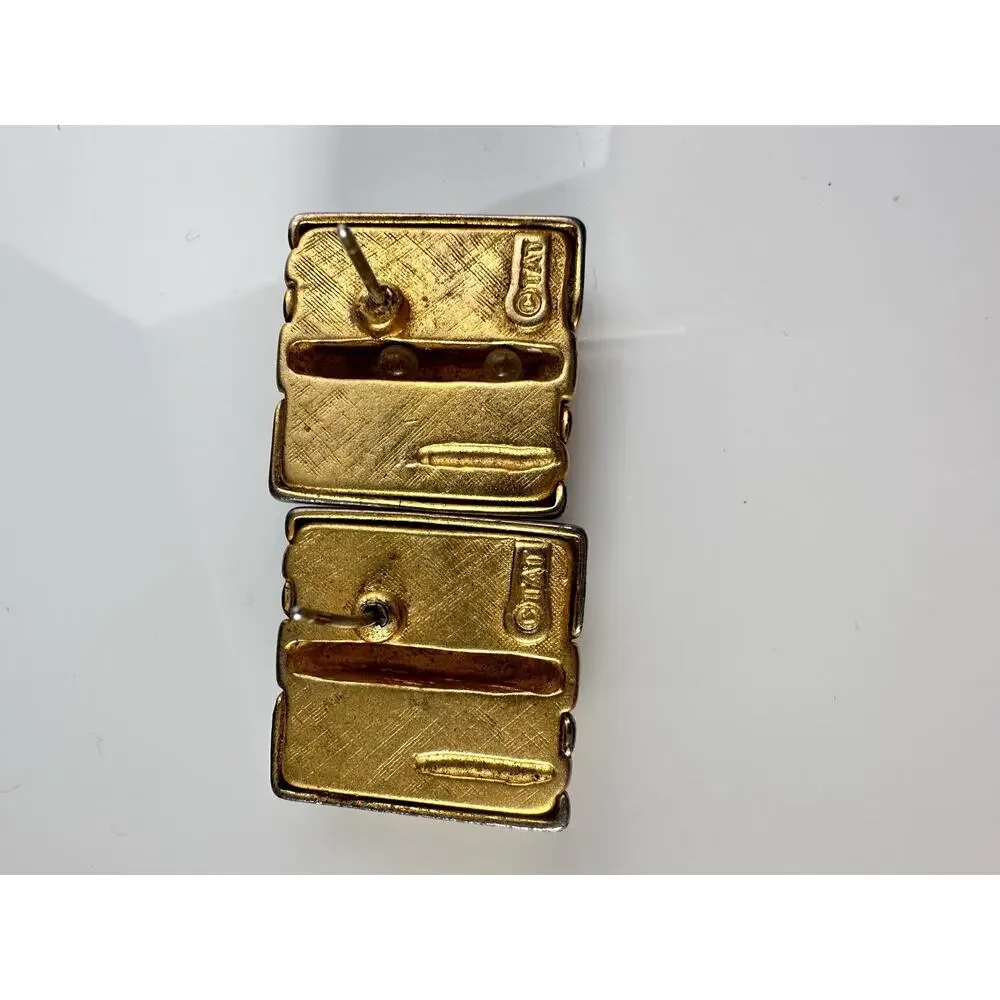 Geometric gold square stud earrings